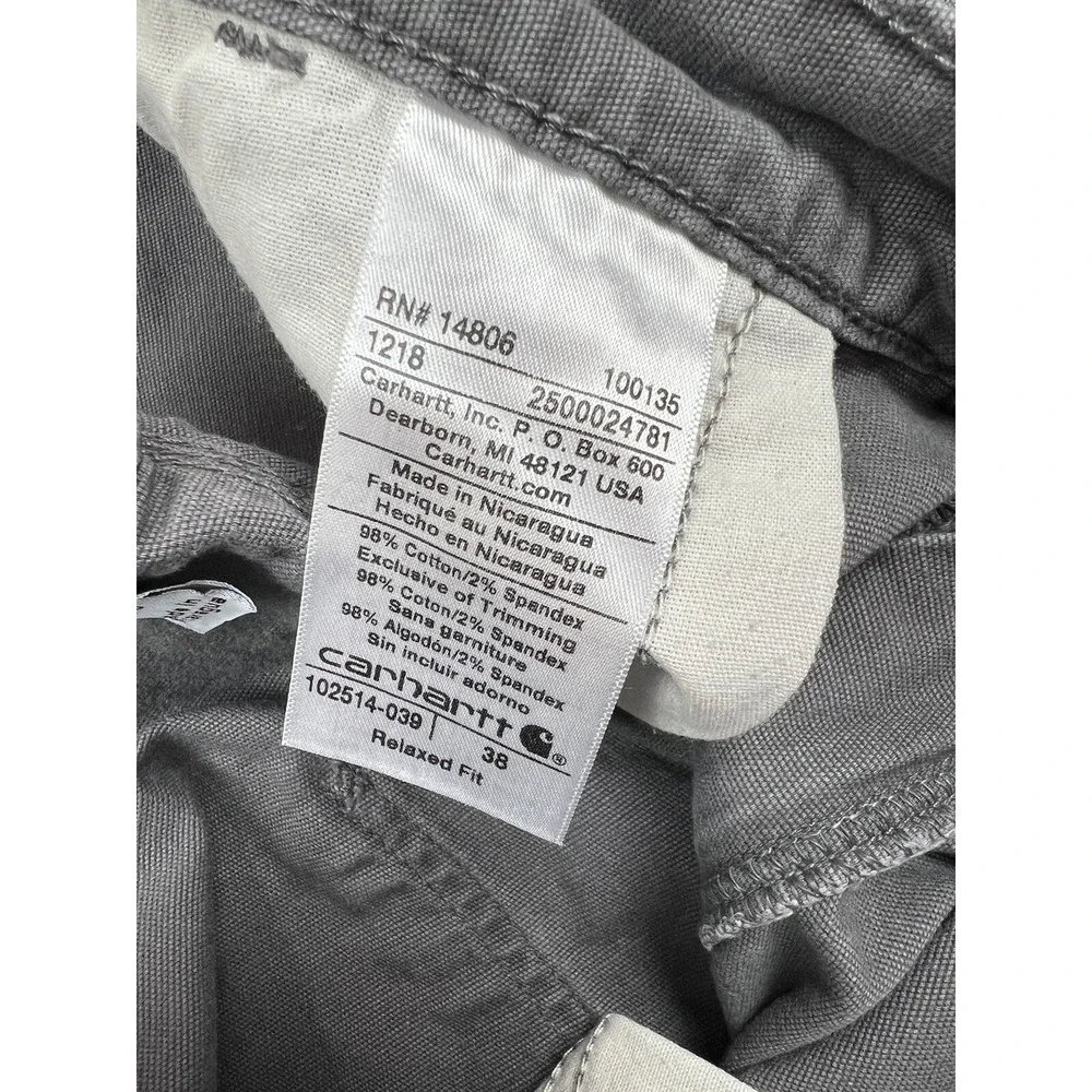 Carhartt‎ Relaxed Fit Chino Work Shorts Men's Size 38 Flat Front Pockets Gray